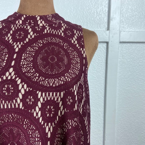 American Rag Burgundy Lace Print Sleeveless Shift Dress Women’s Medium - Picture 3 of 10